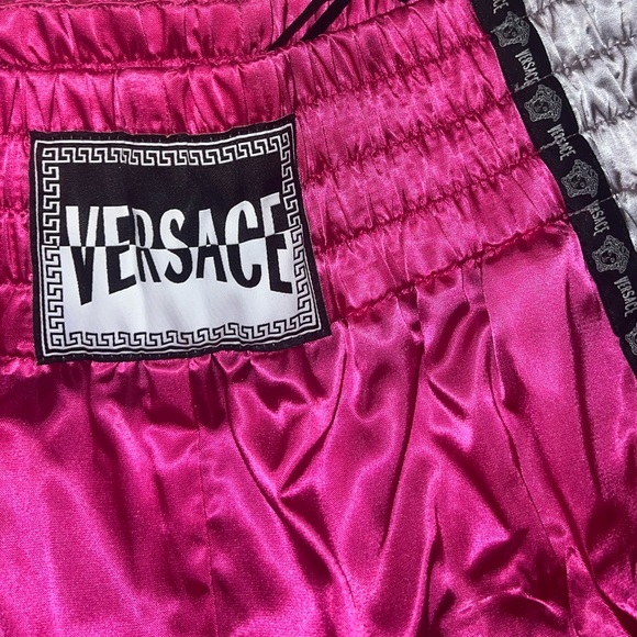 Versace UFC boxing shorts. Shiny metallic pink with black and white Medusa gym - Picture 3 of 5